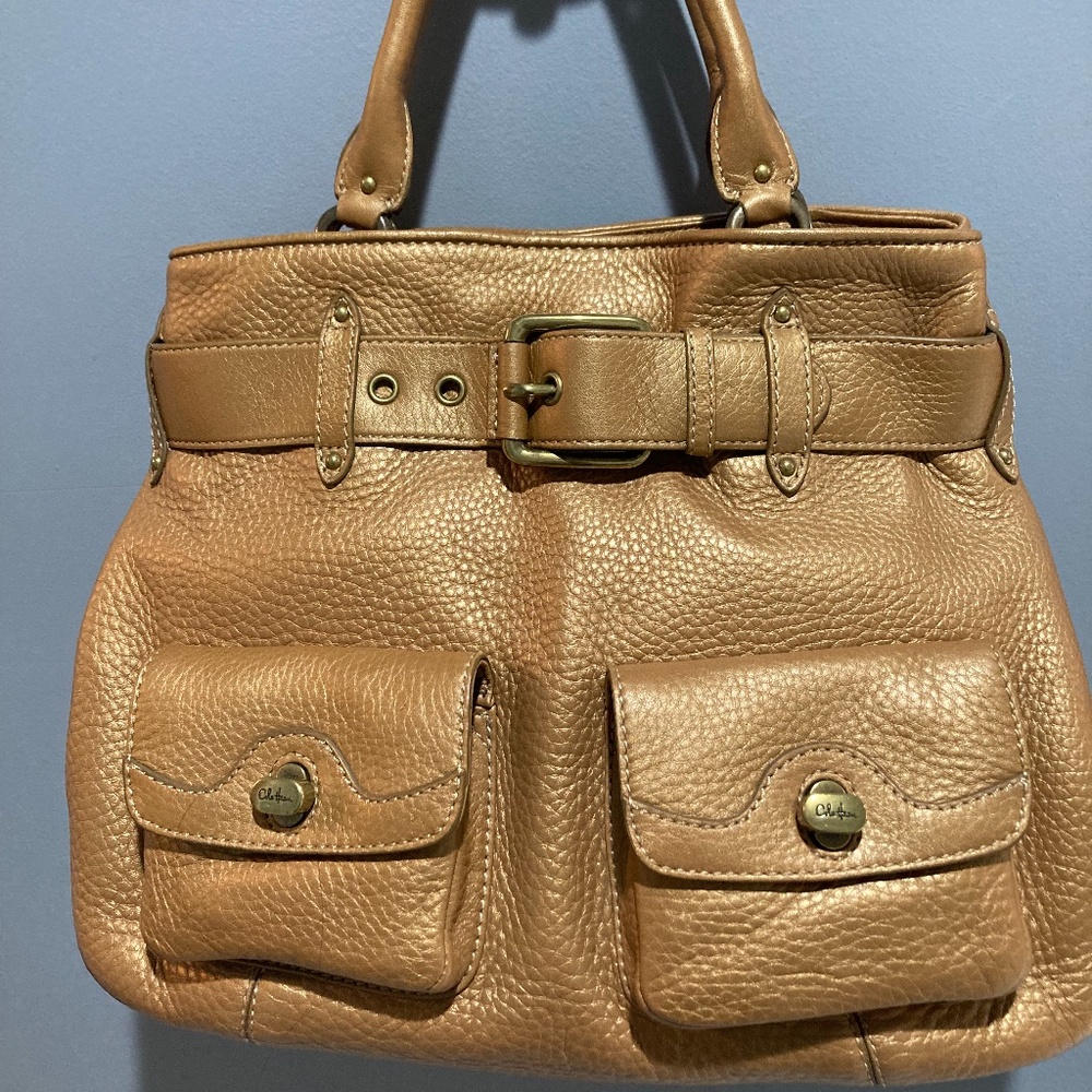 COLE HAAN Metallic Gold Leather Satchel/Tote